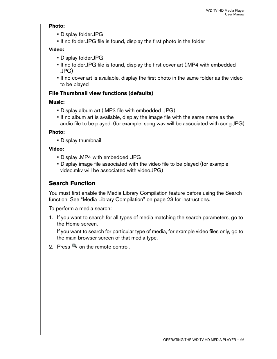 Search function | Western Digital WD TV HD Media Player (Gen 2) User Manual User Manual | Page 29 / 92