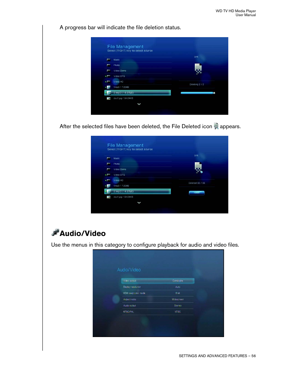 Audio/video | Western Digital WD TV HD Media Player (Gen 2) User Manual User Manual | Page 59 / 92