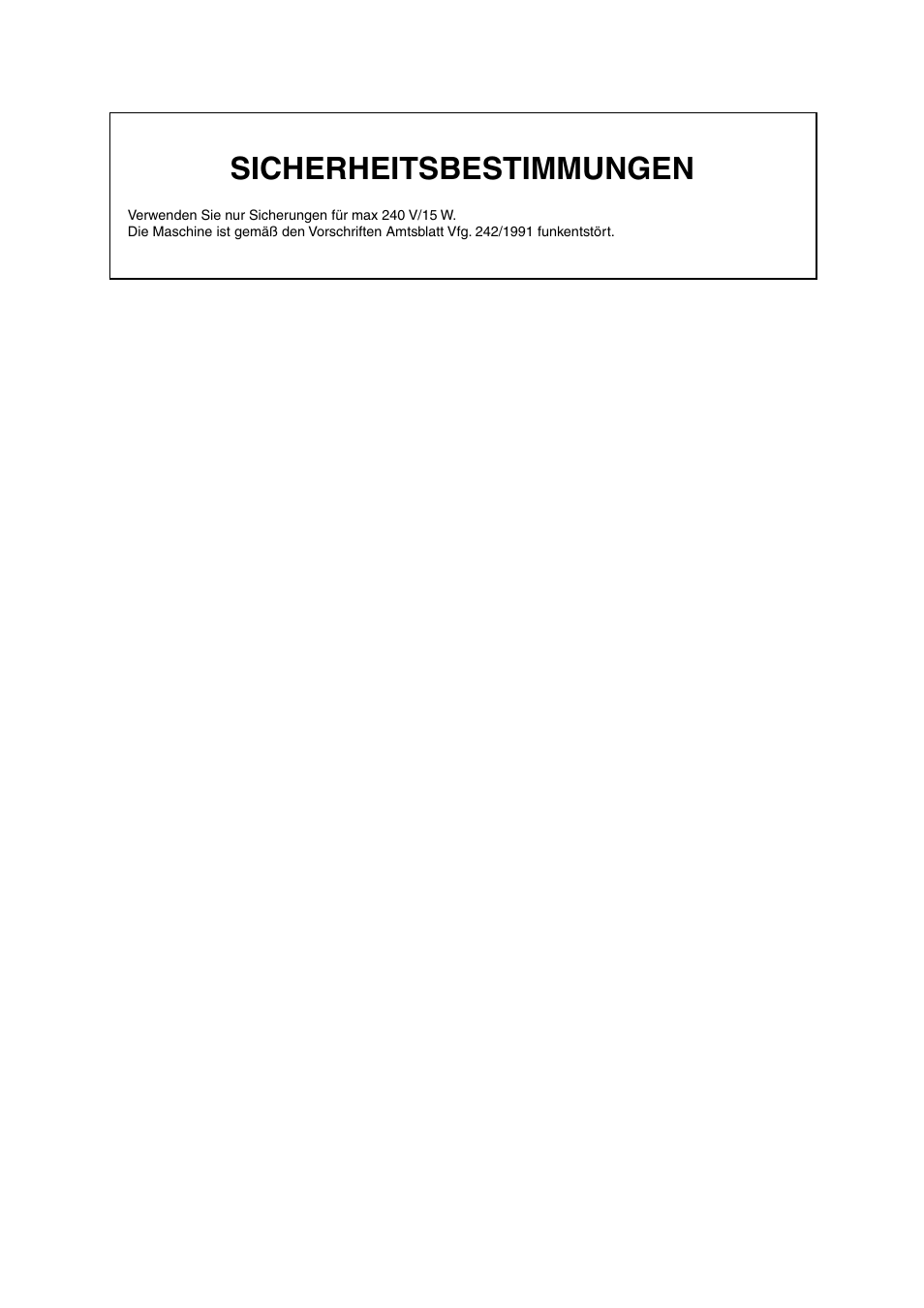 Sicherheitsbestimmungen | Brother VX 1400 User Manual | Page 4 / 65