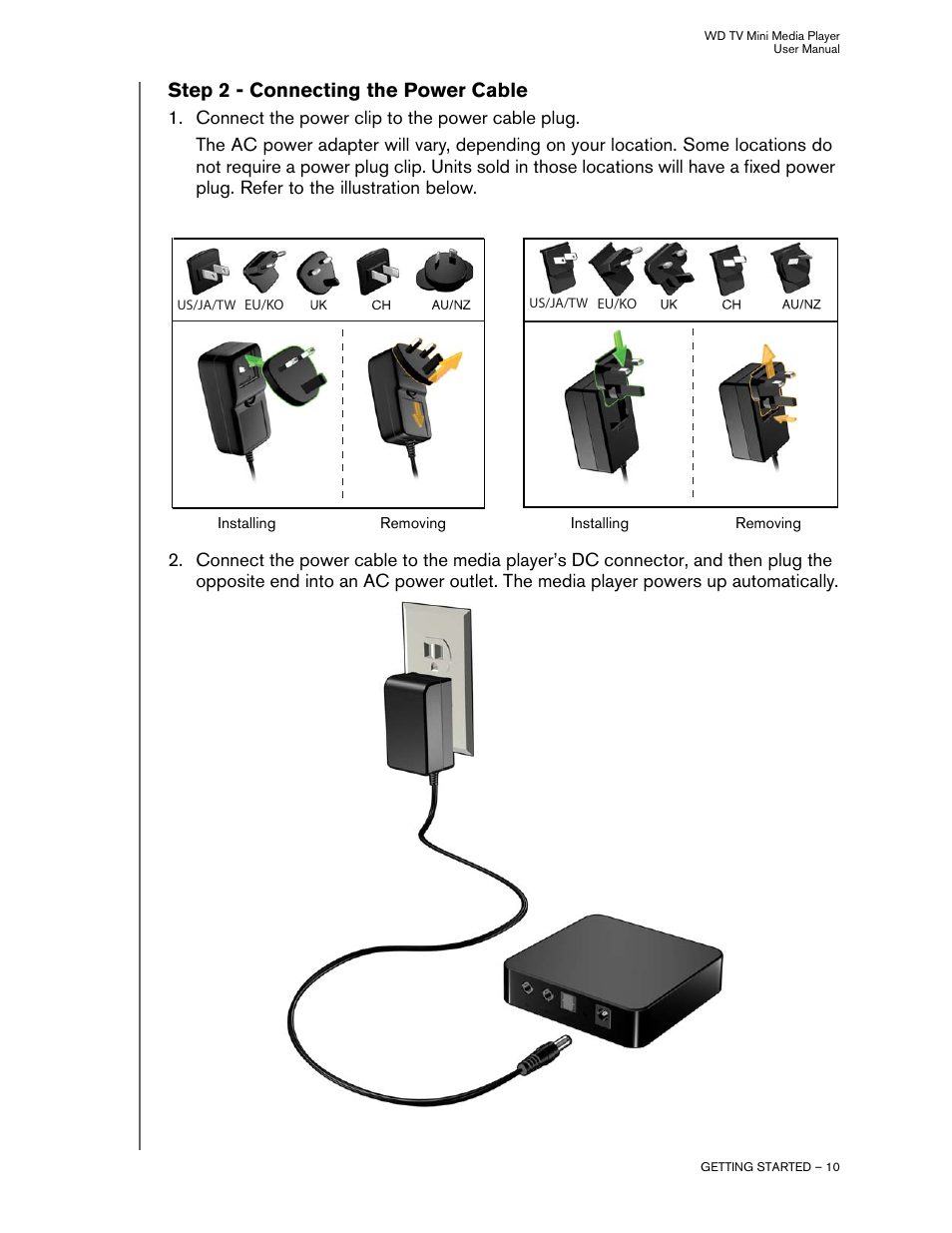 Step 2 - connecting the power cable | Western Digital WD TV Mini Media Player User Manual User Manual | Page 14 / 66