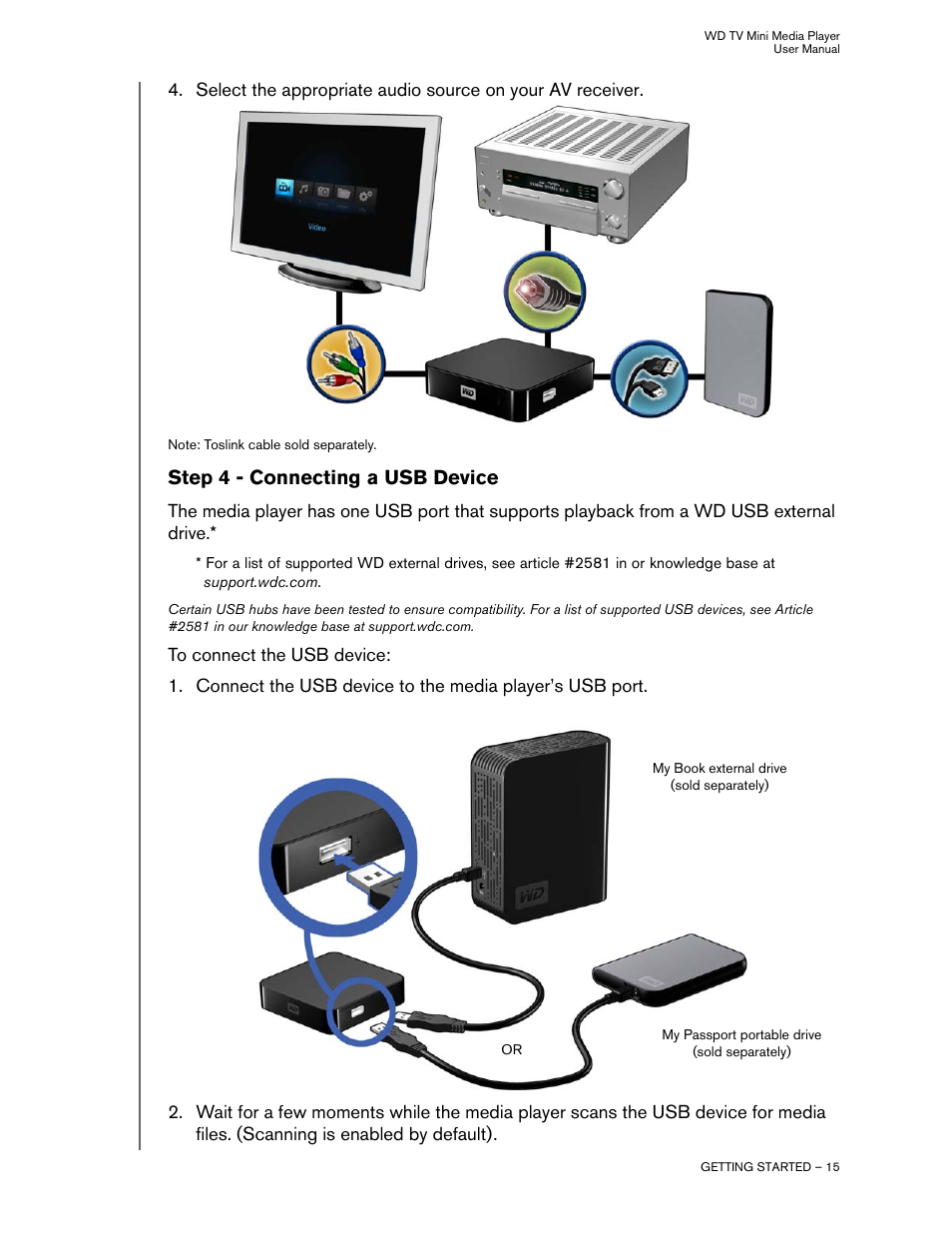 Step 4 - connecting a usb device | Western Digital WD TV Mini Media Player User Manual User Manual | Page 19 / 66