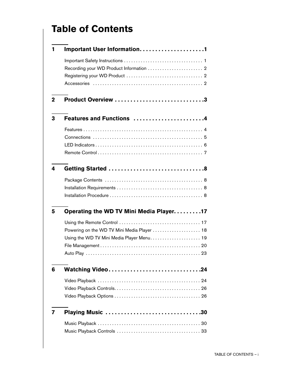 Western Digital WD TV Mini Media Player User Manual User Manual | Page 3 / 66