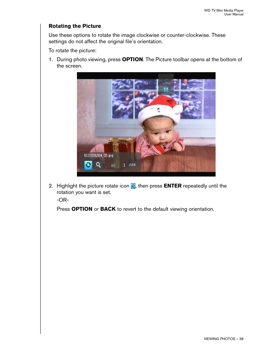 Rotating the picture | Western Digital WD TV Mini Media Player User Manual User Manual | Page 42 / 66