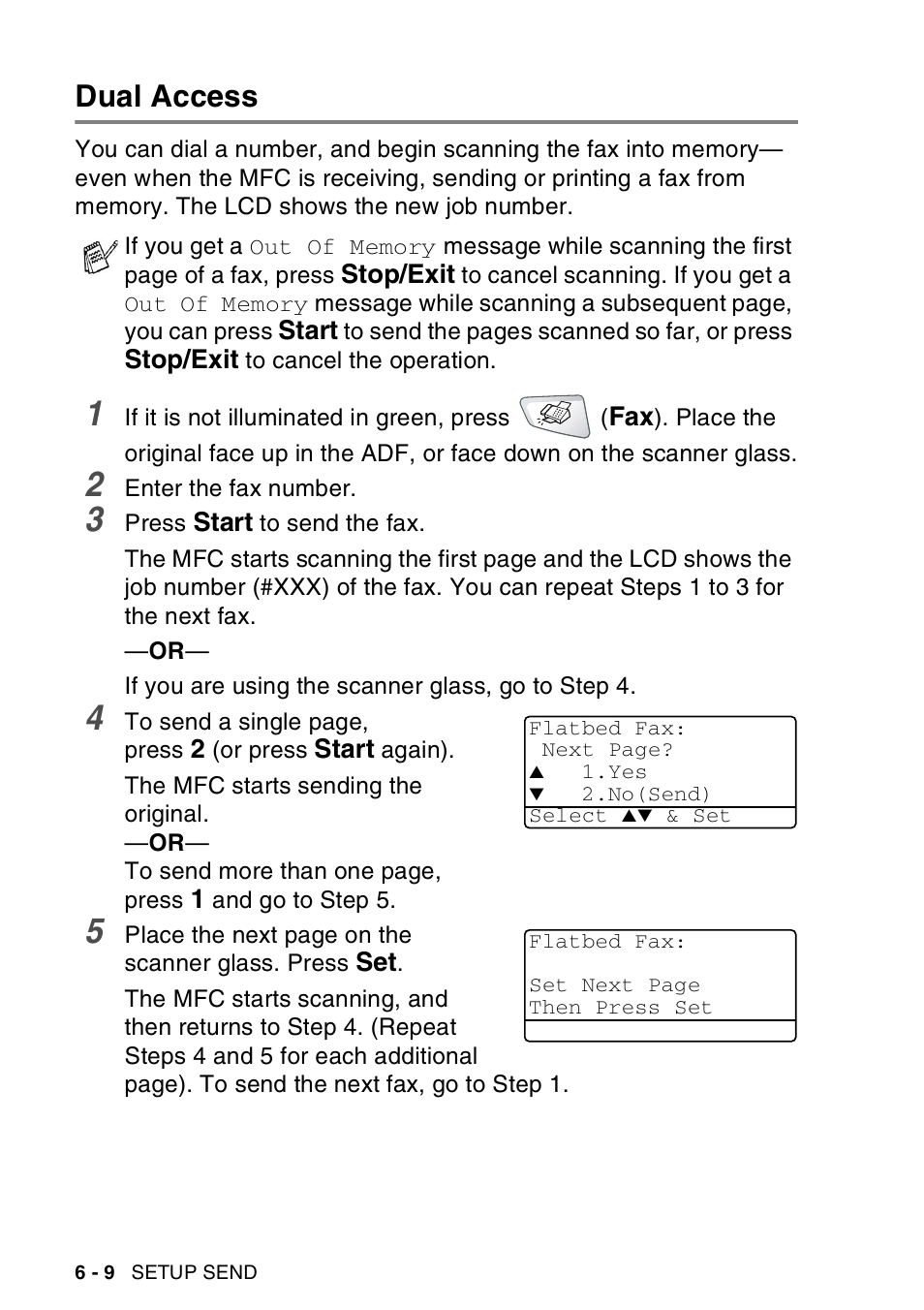 Dual access, Dual access -9 | Brother MFC-8440  B User Manual | Page 104 / 231