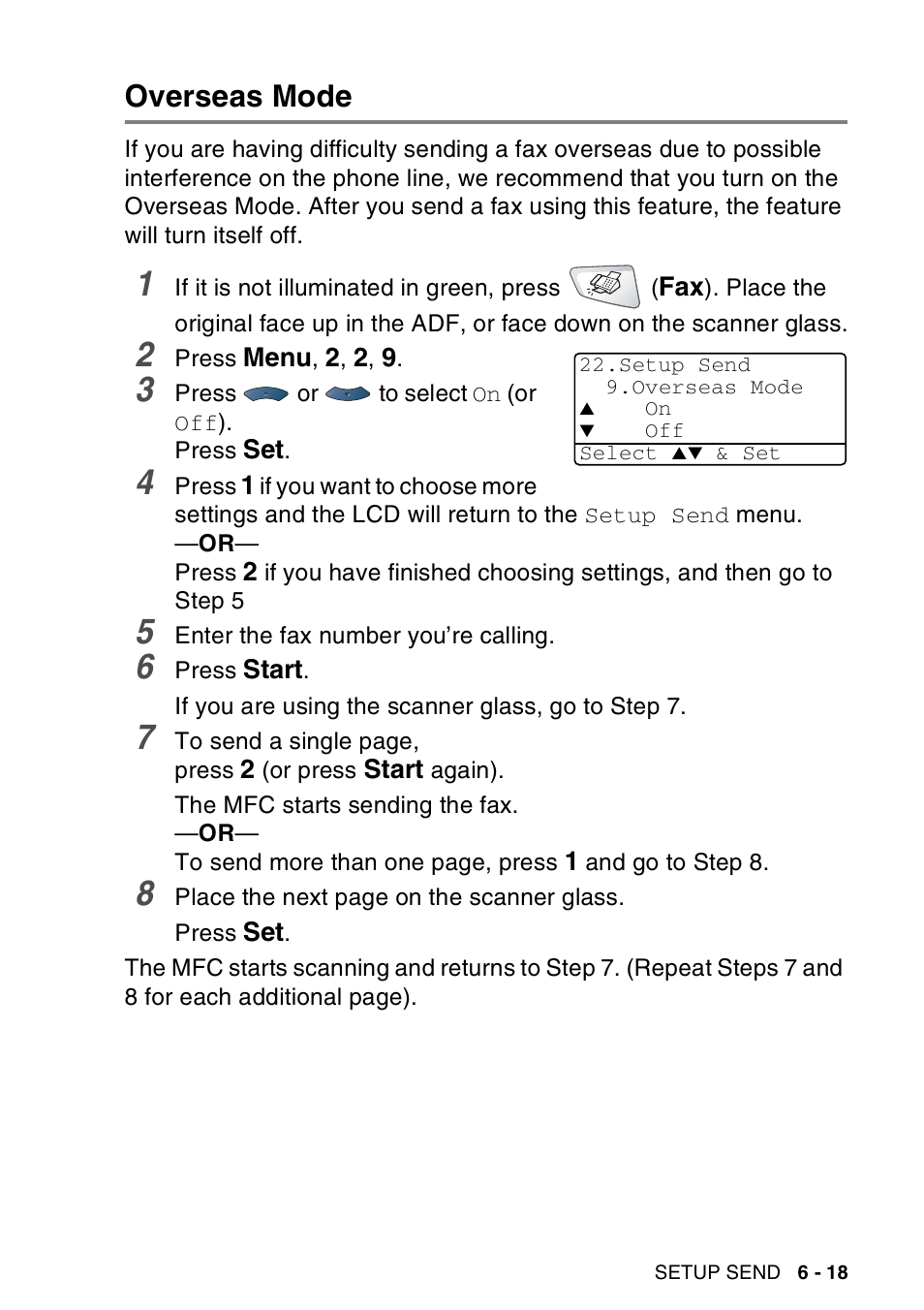 Overseas mode, Overseas mode -18 | Brother MFC-8440  B User Manual | Page 113 / 231