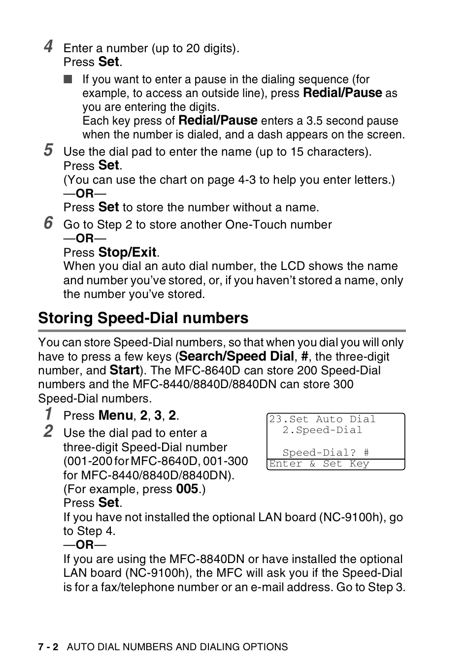 Storing speed-dial numbers, Storing speed-dial numbers -2 | Brother MFC-8440  B User Manual | Page 120 / 231