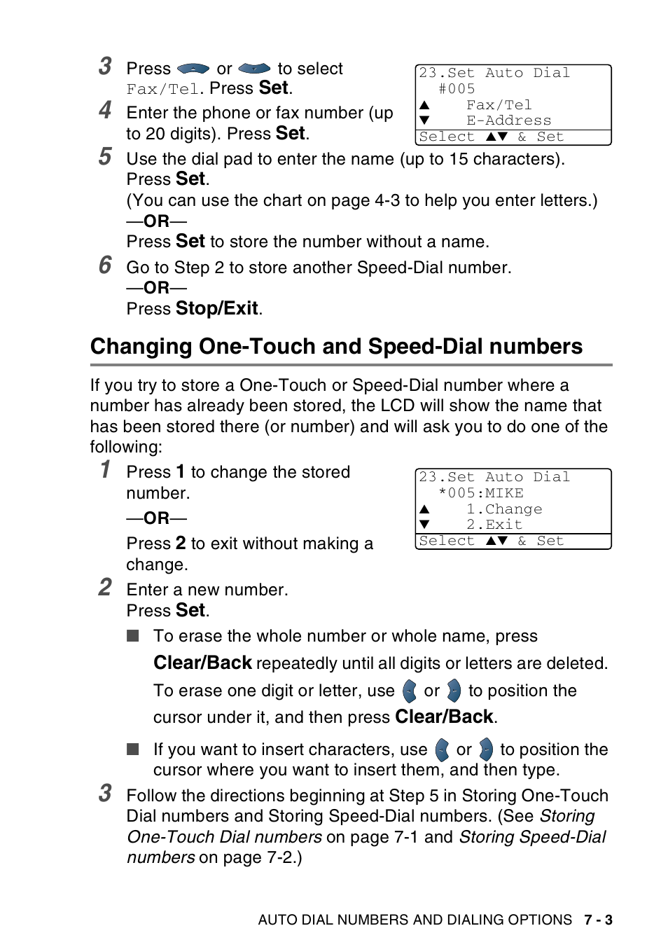 Changing one-touch and speed-dial numbers, Changing one-touch and speed-dial numbers -3 | Brother MFC-8440  B User Manual | Page 121 / 231