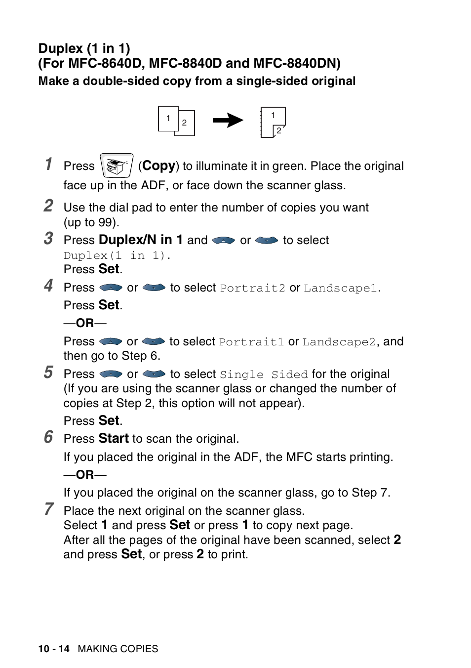 Duplex (1 in 1) (for mfc-8640d, mfc-8840d, And mfc-8840dn) -14 | Brother MFC-8440  B User Manual | Page 150 / 231