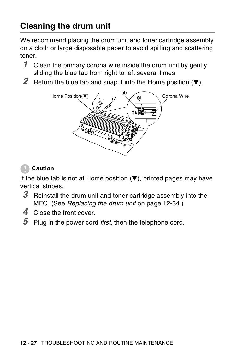 Cleaning the drum unit, Cleaning the drum unit -27 | Brother MFC-8440  B User Manual | Page 188 / 231