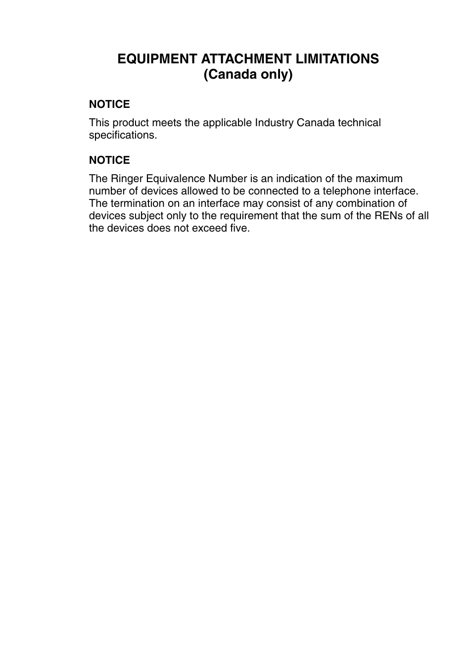 Equipment attachment limitations (canada only) | Brother MFC-8440  B User Manual | Page 230 / 231