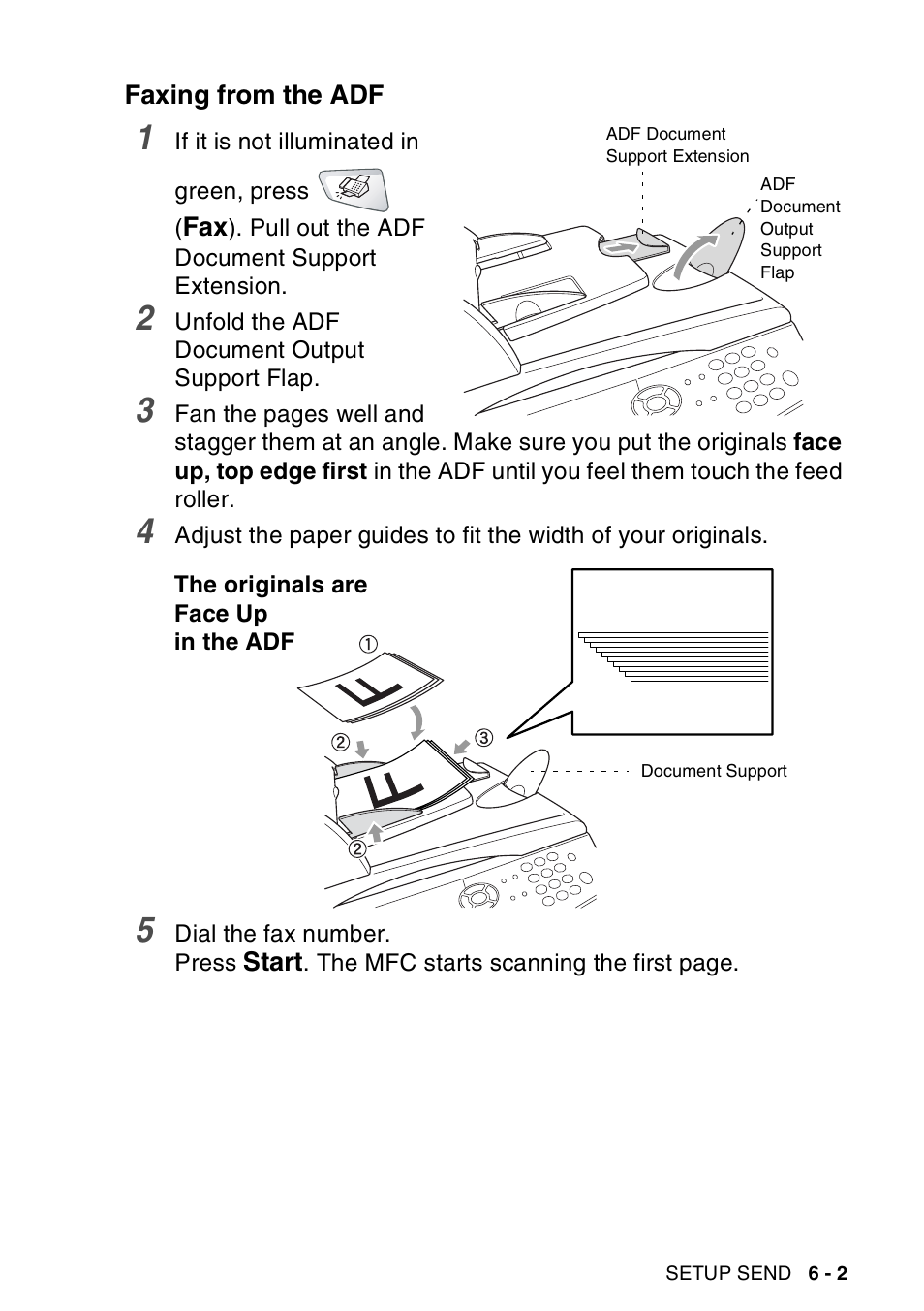 Faxing from the adf, Faxing from the adf -2 | Brother MFC-8440  B User Manual | Page 97 / 231