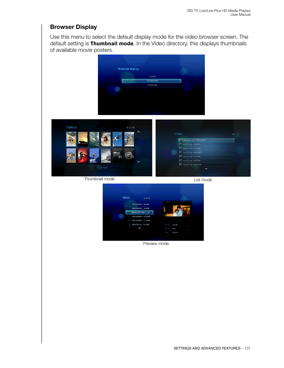 Browser display | Western Digital WD TV Live/Live Plus Media Player User Manual User Manual | Page 135 / 170