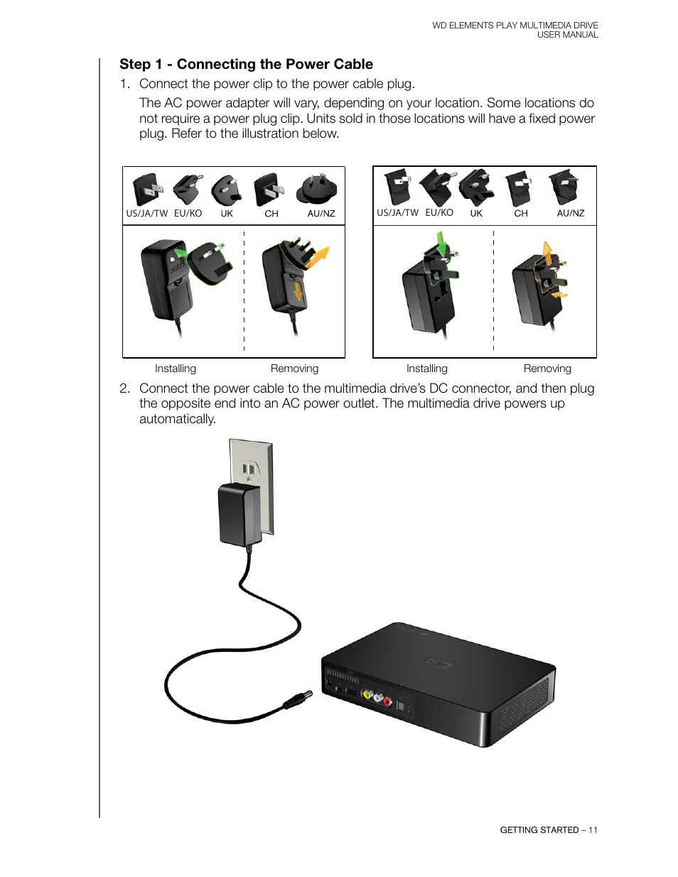 Step 1 - connecting the power cable | Western Digital WD Elements Play User Manual User Manual | Page 15 / 66