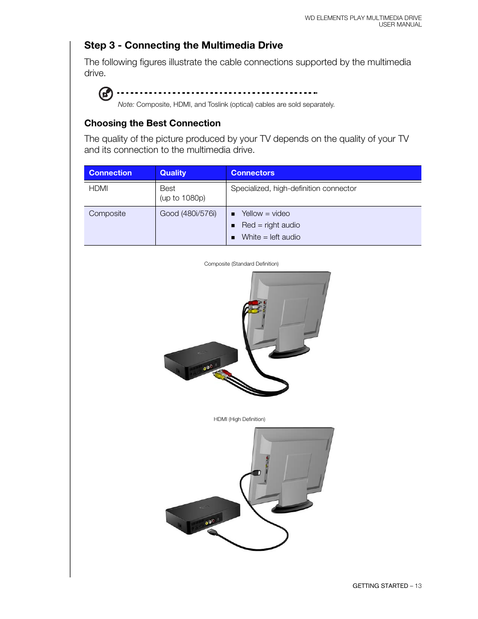 Step 3 - connecting the multimedia drive, Choosing the best connection | Western Digital WD Elements Play User Manual User Manual | Page 17 / 66