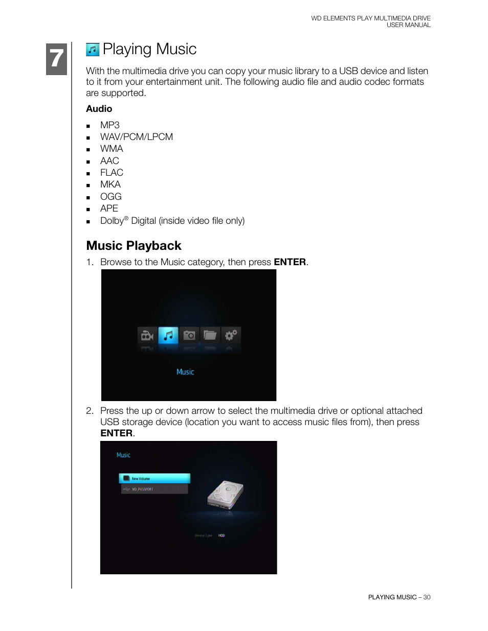 Playing music, Music playback | Western Digital WD Elements Play User Manual User Manual | Page 34 / 66