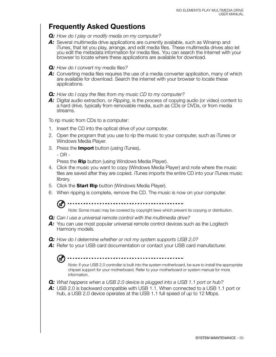 Frequently asked questions | Western Digital WD Elements Play User Manual User Manual | Page 54 / 66