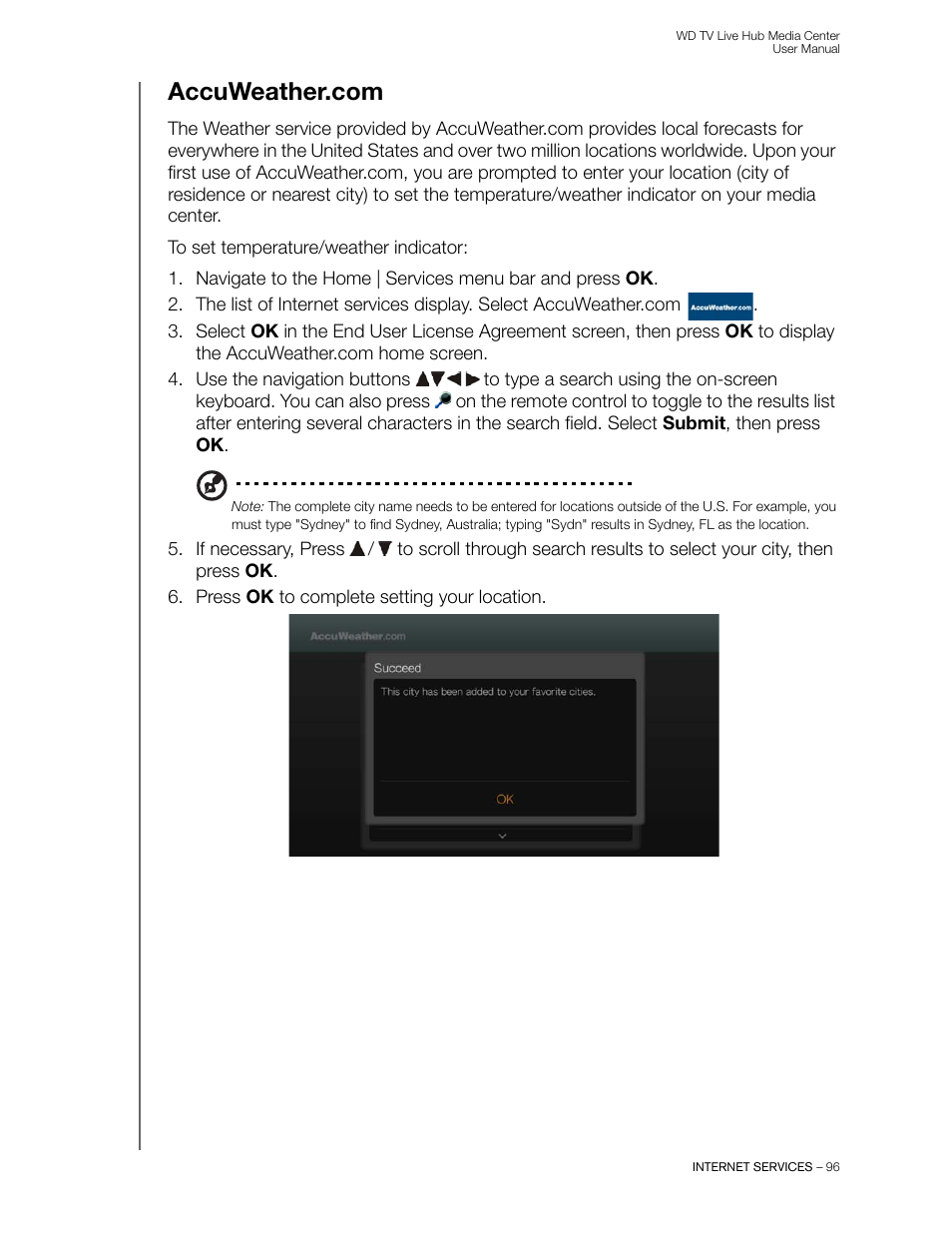 Accuweather.com | Western Digital WD TV Live Hub Media Center User Manual User Manual | Page 101 / 241