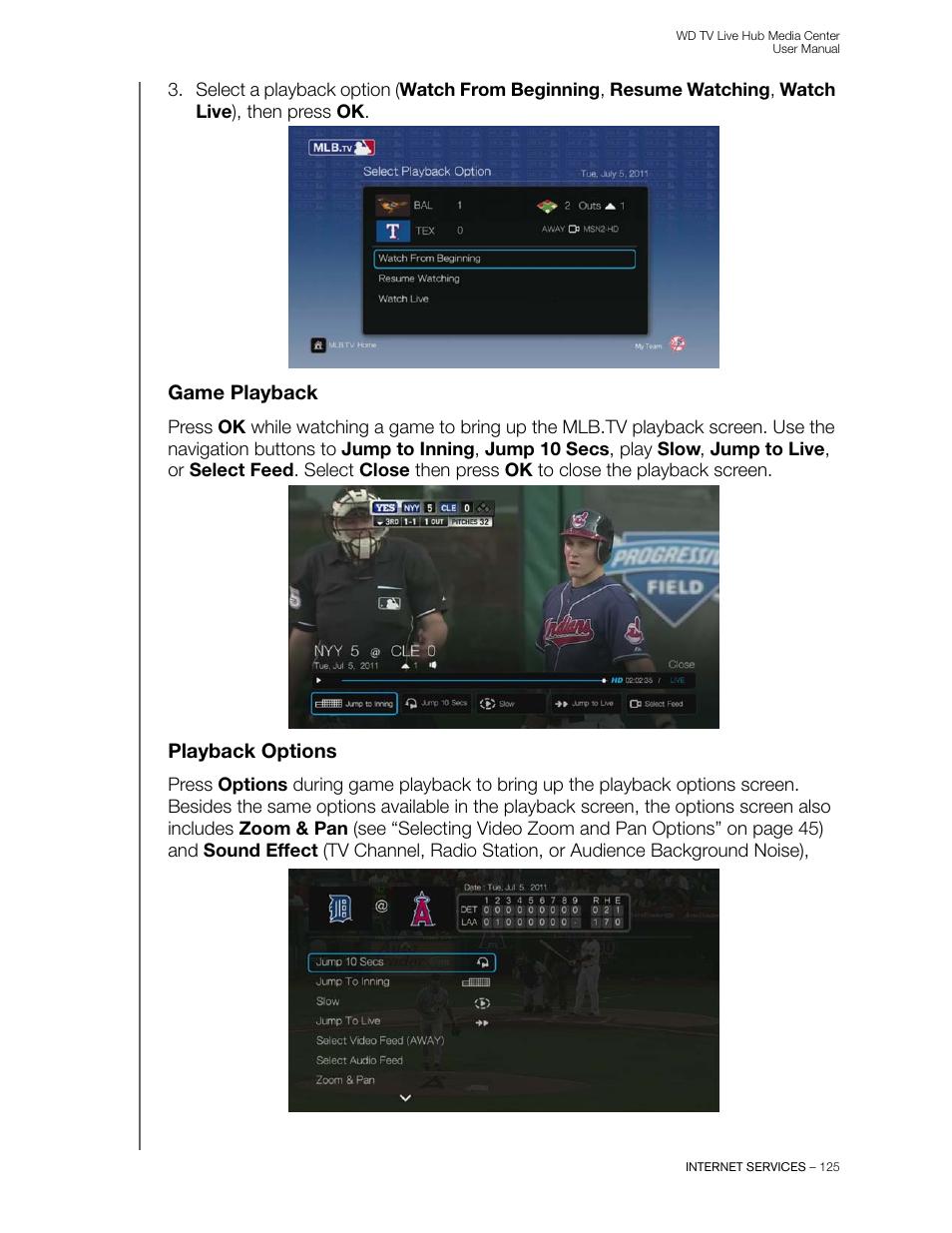 Game playback, Playback options | Western Digital WD TV Live Hub Media Center User Manual User Manual | Page 130 / 241