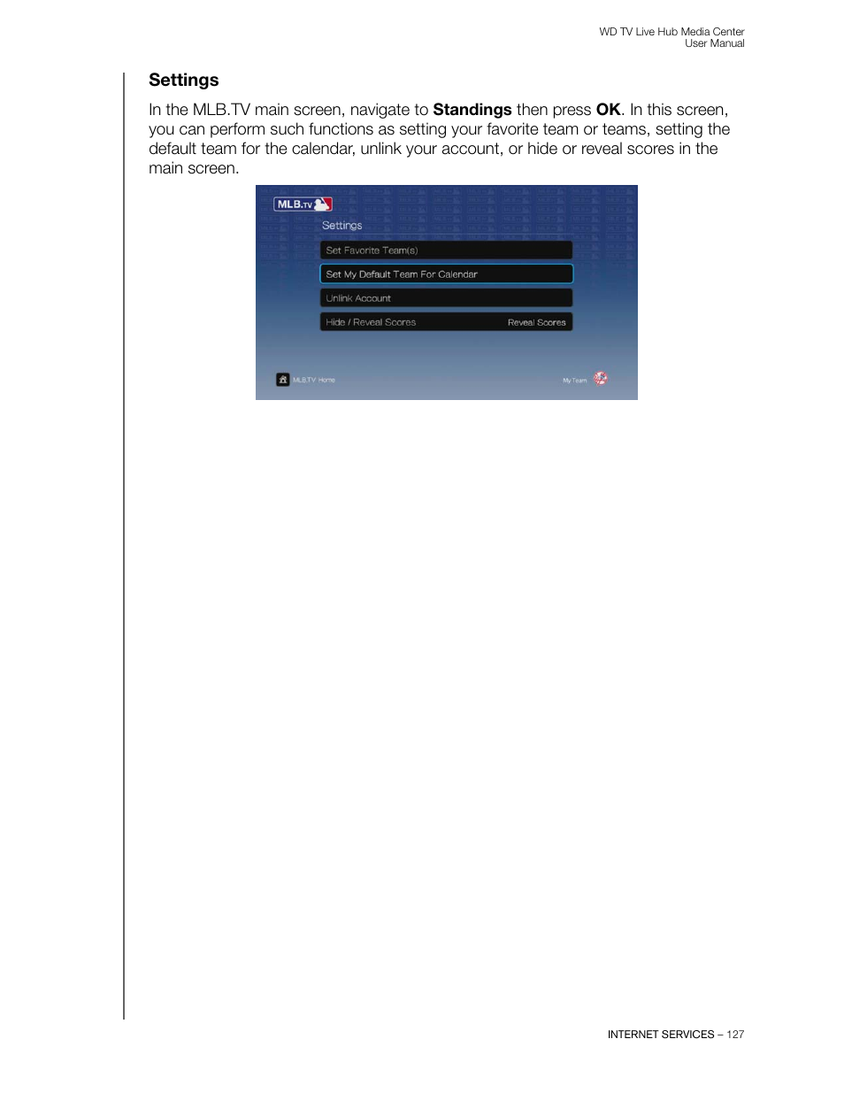 Settings | Western Digital WD TV Live Hub Media Center User Manual User Manual | Page 132 / 241