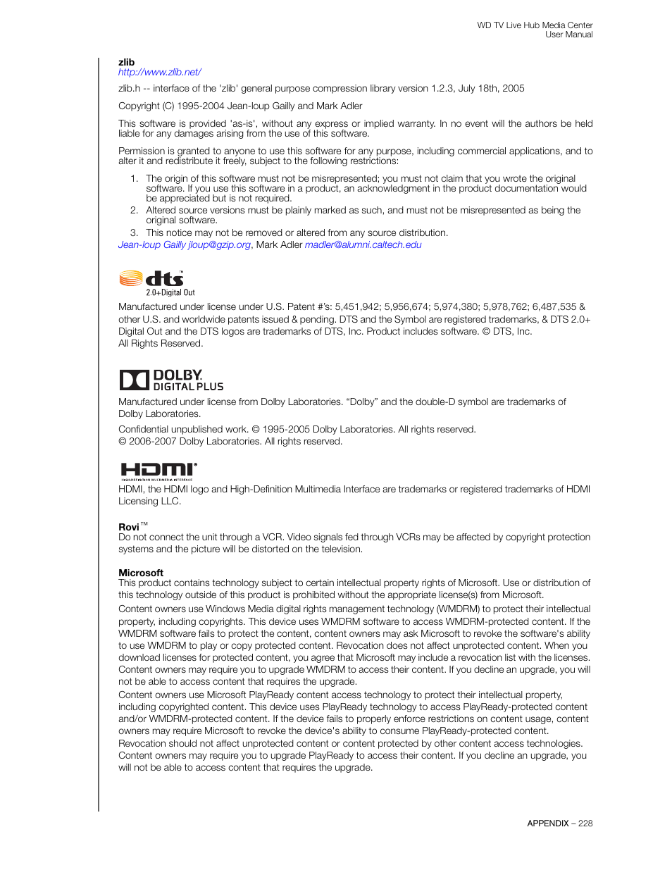 Western Digital WD TV Live Hub Media Center User Manual User Manual | Page 233 / 241