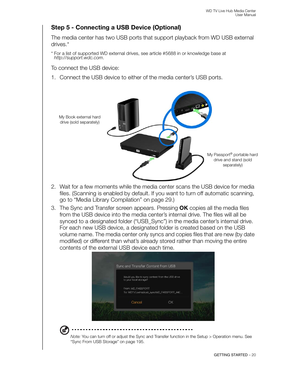 Step 5 - connecting a usb device (optional) | Western Digital WD TV Live Hub Media Center User Manual User Manual | Page 25 / 241
