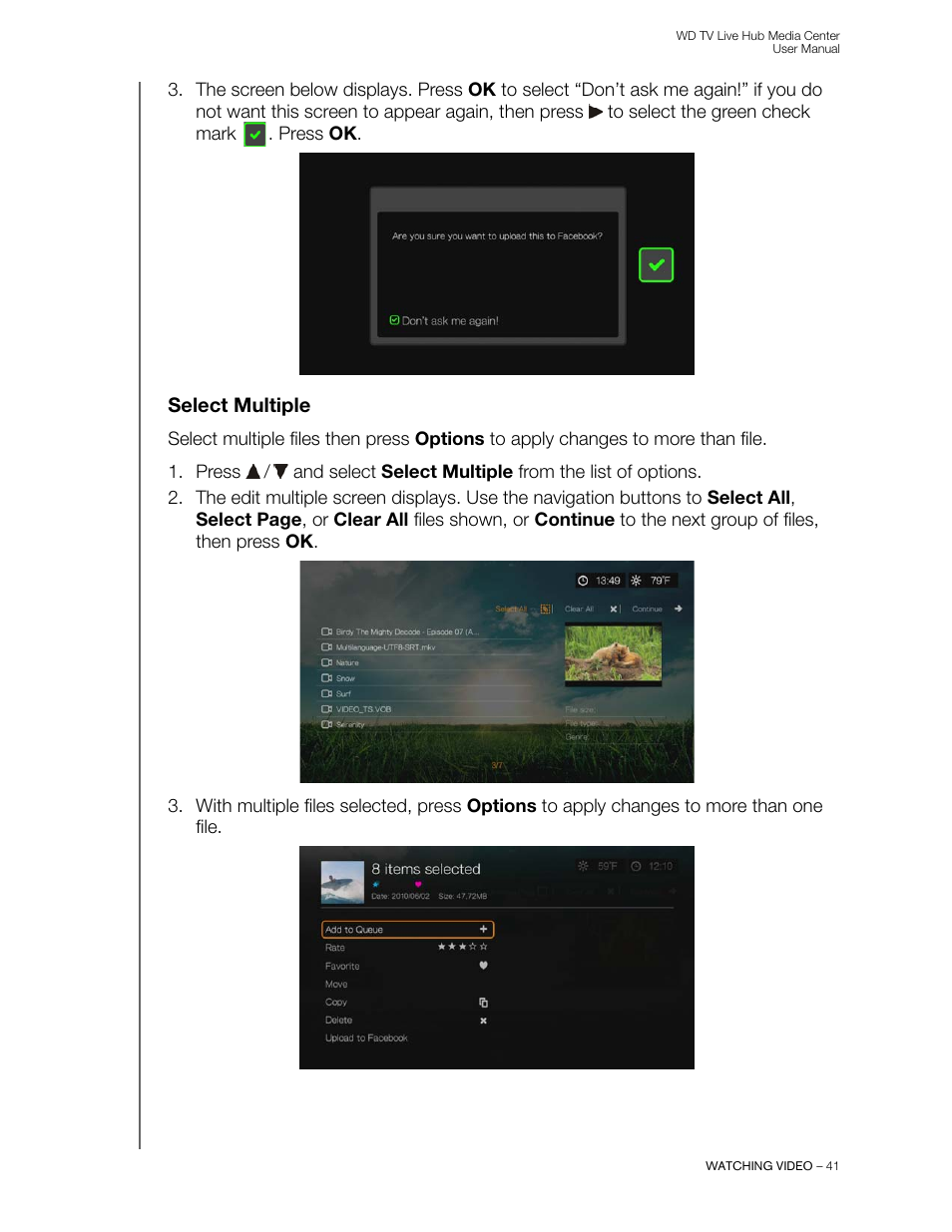 Select multiple | Western Digital WD TV Live Hub Media Center User Manual User Manual | Page 46 / 241