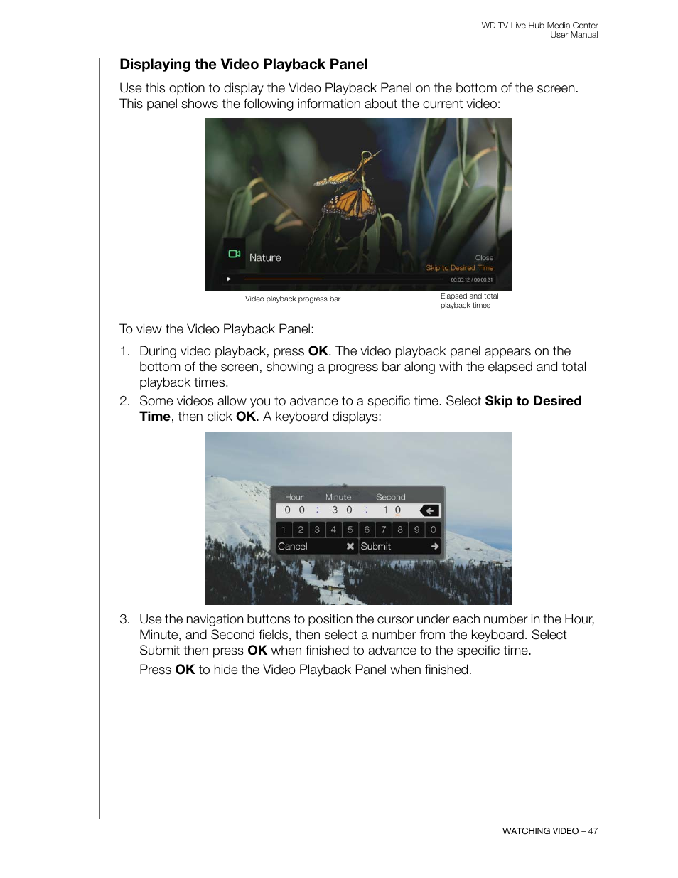 Displaying the video playback panel | Western Digital WD TV Live Hub Media Center User Manual User Manual | Page 52 / 241