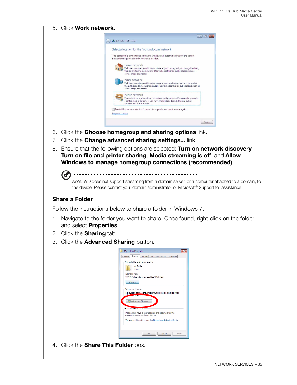 Share a folder | Western Digital WD TV Live Hub Media Center User Manual User Manual | Page 87 / 241