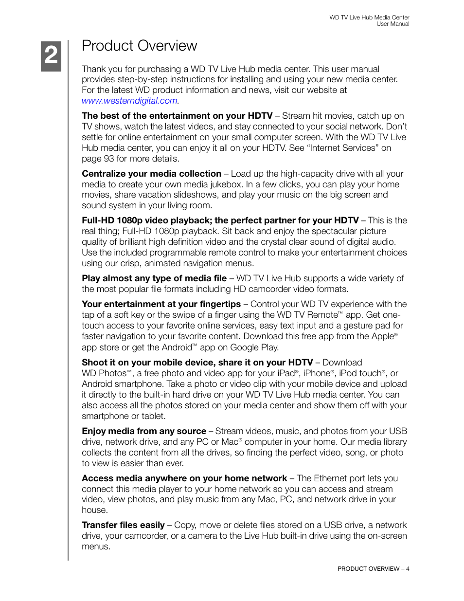 Product overview | Western Digital WD TV Live Hub Media Center User Manual User Manual | Page 9 / 241