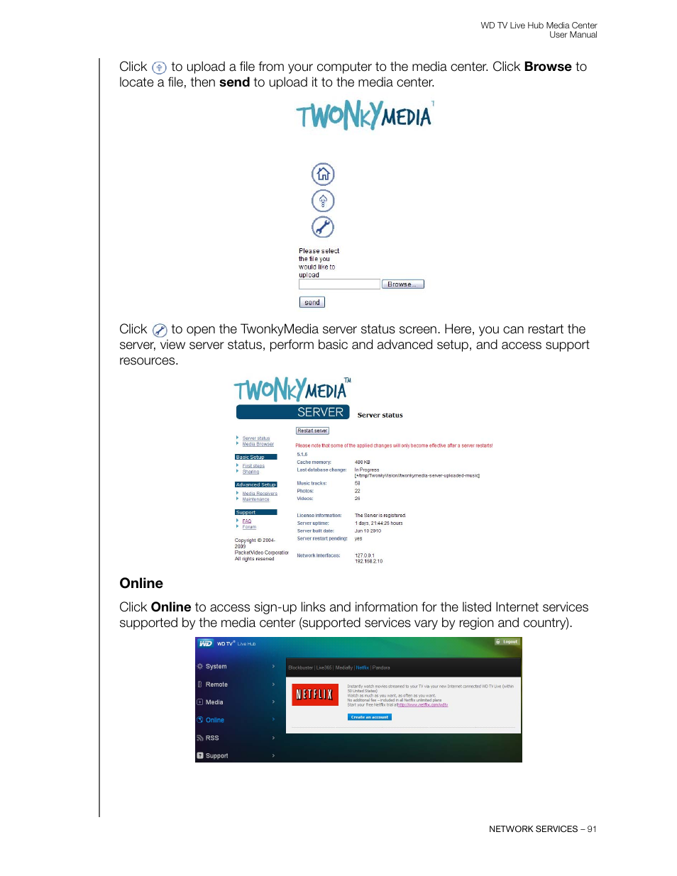 Online | Western Digital WD TV Live Hub Media Center User Manual User Manual | Page 96 / 241