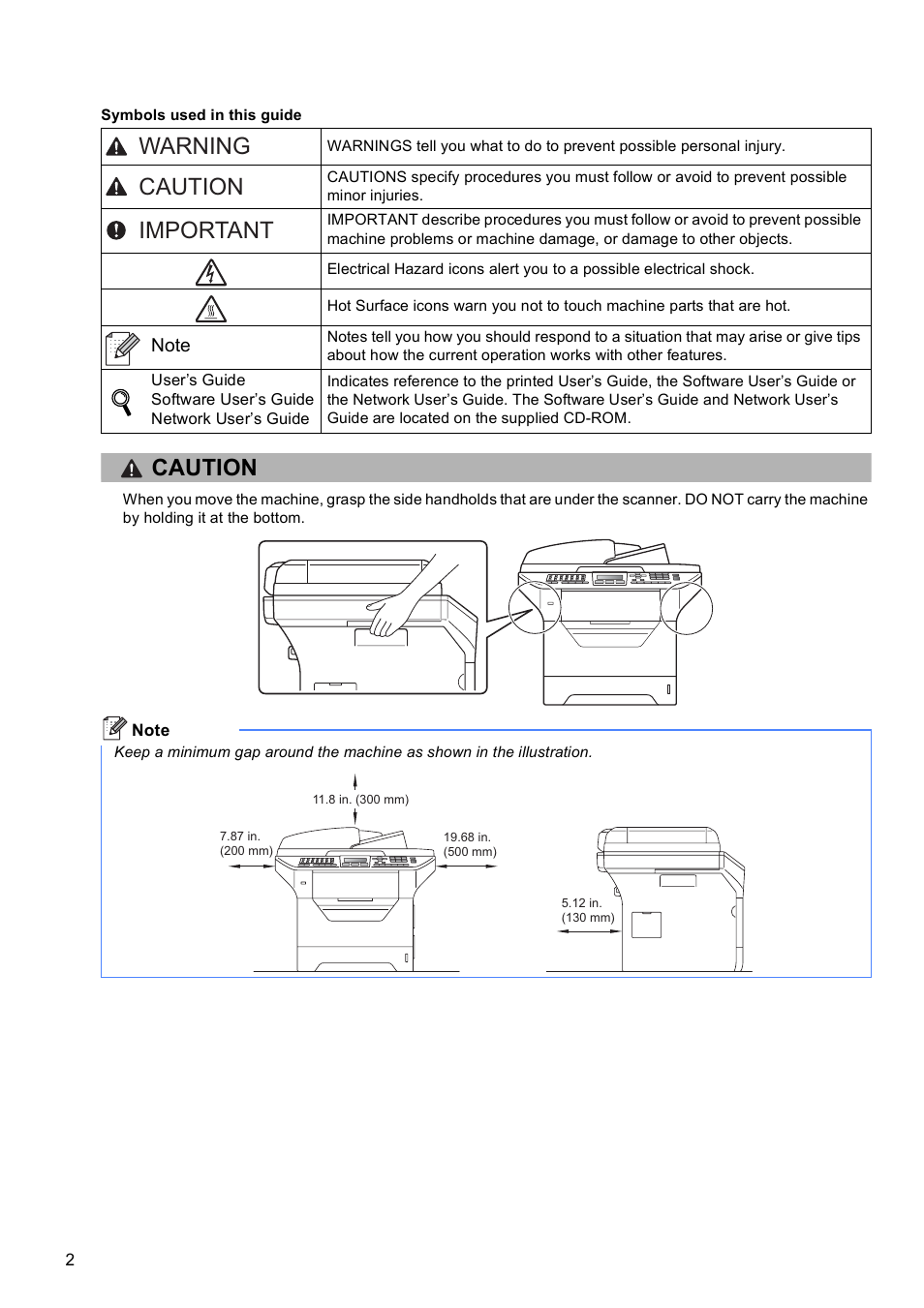 Warning caution important, Caution | Brother MFC 8890DW User Manual | Page 2 / 46