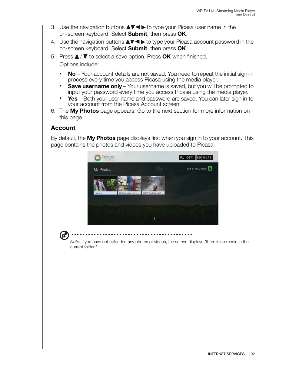 Account | Western Digital WD TV Live Streaming Media Player (Gen 3) User Manual User Manual | Page 137 / 237