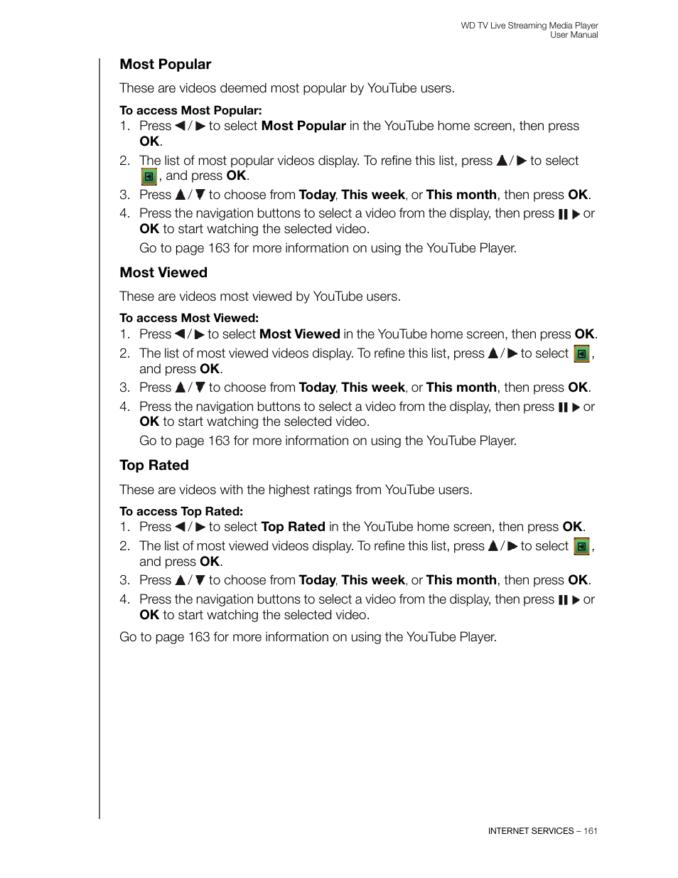 Most popular, Most viewed, Top rated | Western Digital WD TV Live Streaming Media Player (Gen 3) User Manual User Manual | Page 166 / 237