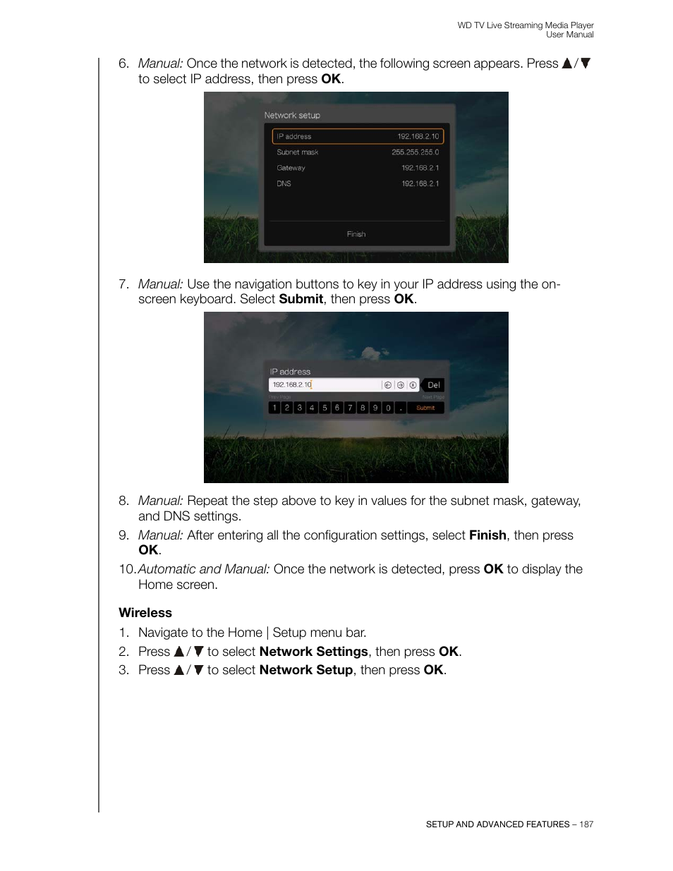 Wireless | Western Digital WD TV Live Streaming Media Player (Gen 3) User Manual User Manual | Page 192 / 237