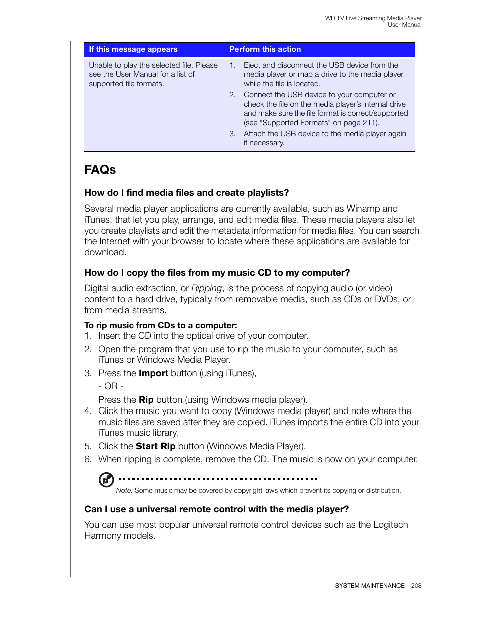 Faqs, How do i find media files and create playlists | Western Digital WD TV Live Streaming Media Player (Gen 3) User Manual User Manual | Page 213 / 237