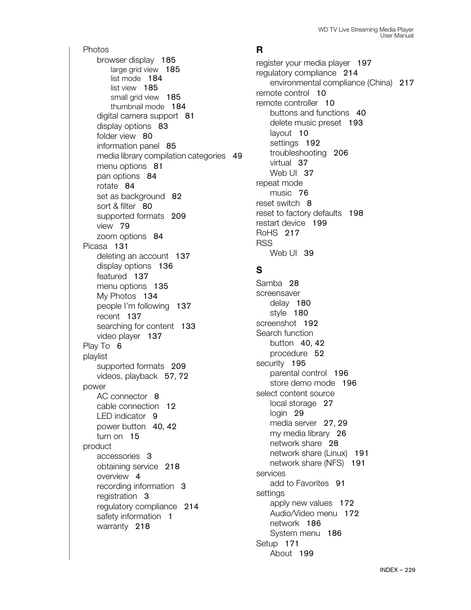Western Digital WD TV Live Streaming Media Player (Gen 3) User Manual User Manual | Page 234 / 237