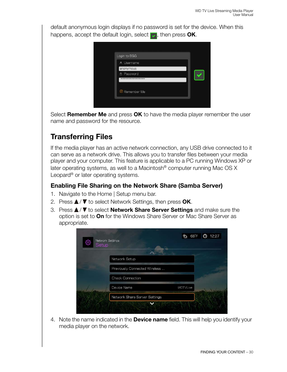 Transferring files, See “transferring | Western Digital WD TV Live Streaming Media Player (Gen 3) User Manual User Manual | Page 35 / 237