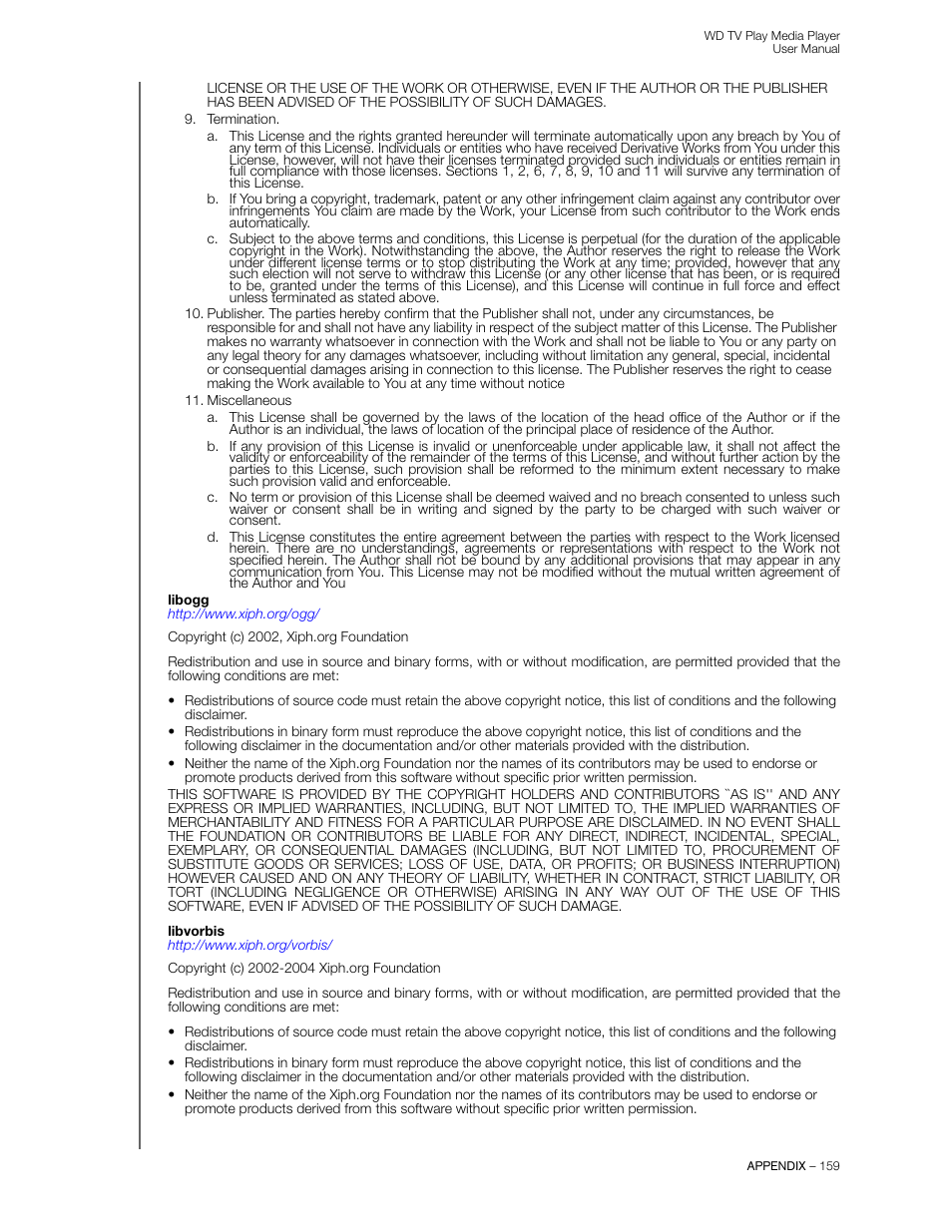 Western Digital WD TV Play Media Player User Manual User Manual | Page 164 / 171