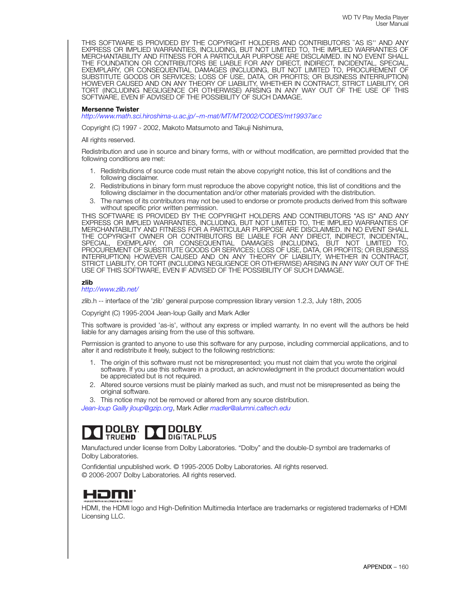 Western Digital WD TV Play Media Player User Manual User Manual | Page 165 / 171