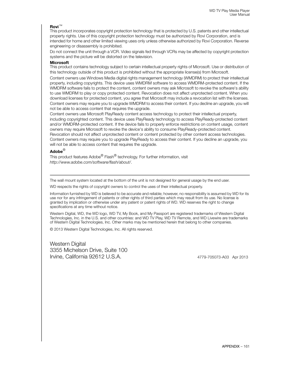 Western Digital WD TV Play Media Player User Manual User Manual | Page 166 / 171