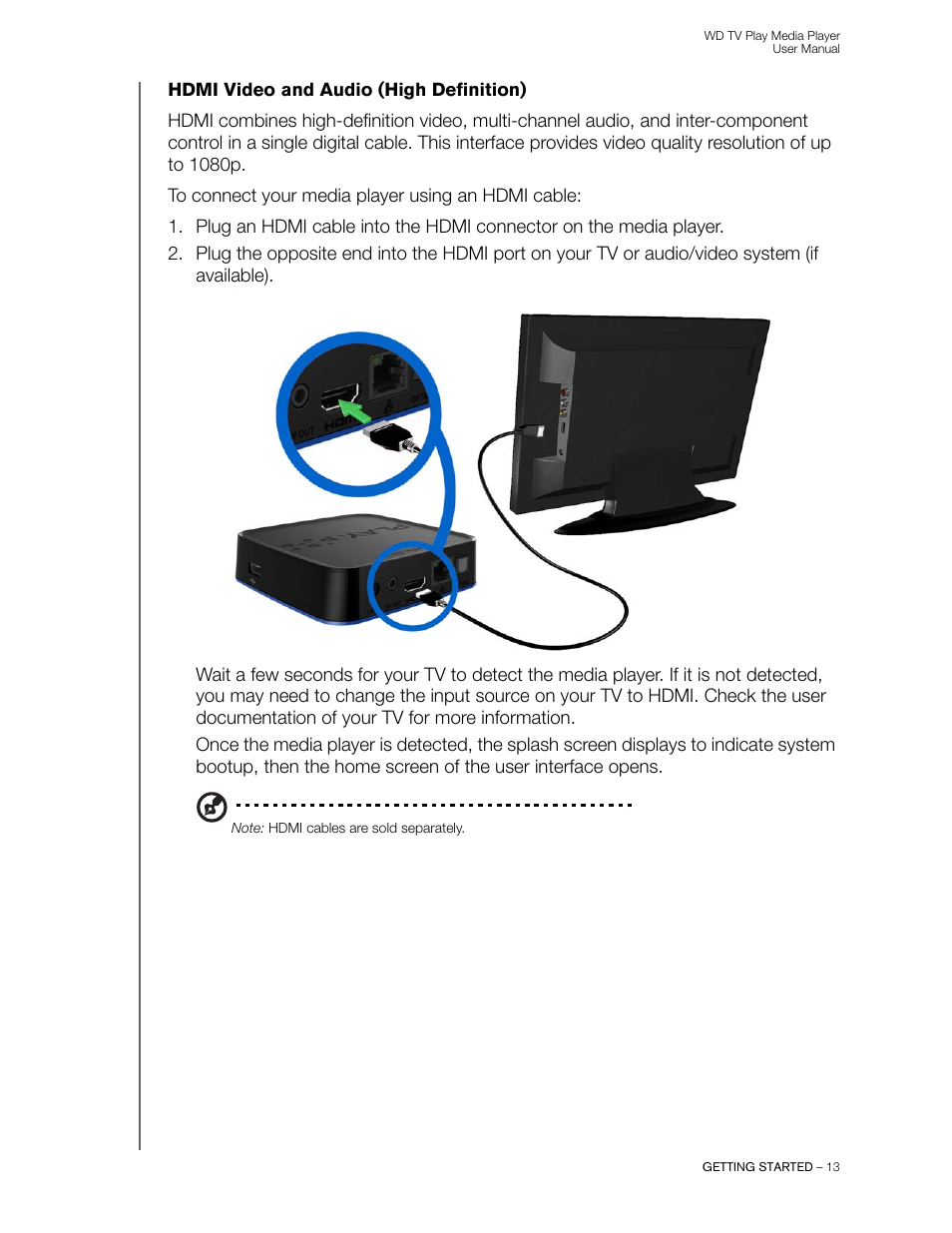 Hdmi video and audio (high definition) | Western Digital WD TV Play Media Player User Manual User Manual | Page 18 / 171
