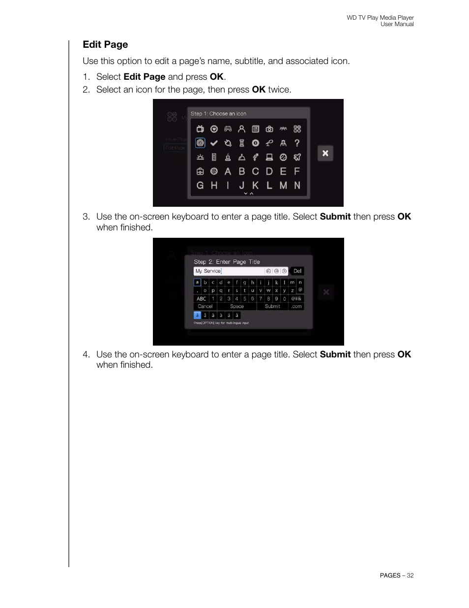 Edit page | Western Digital WD TV Play Media Player User Manual User Manual | Page 37 / 171