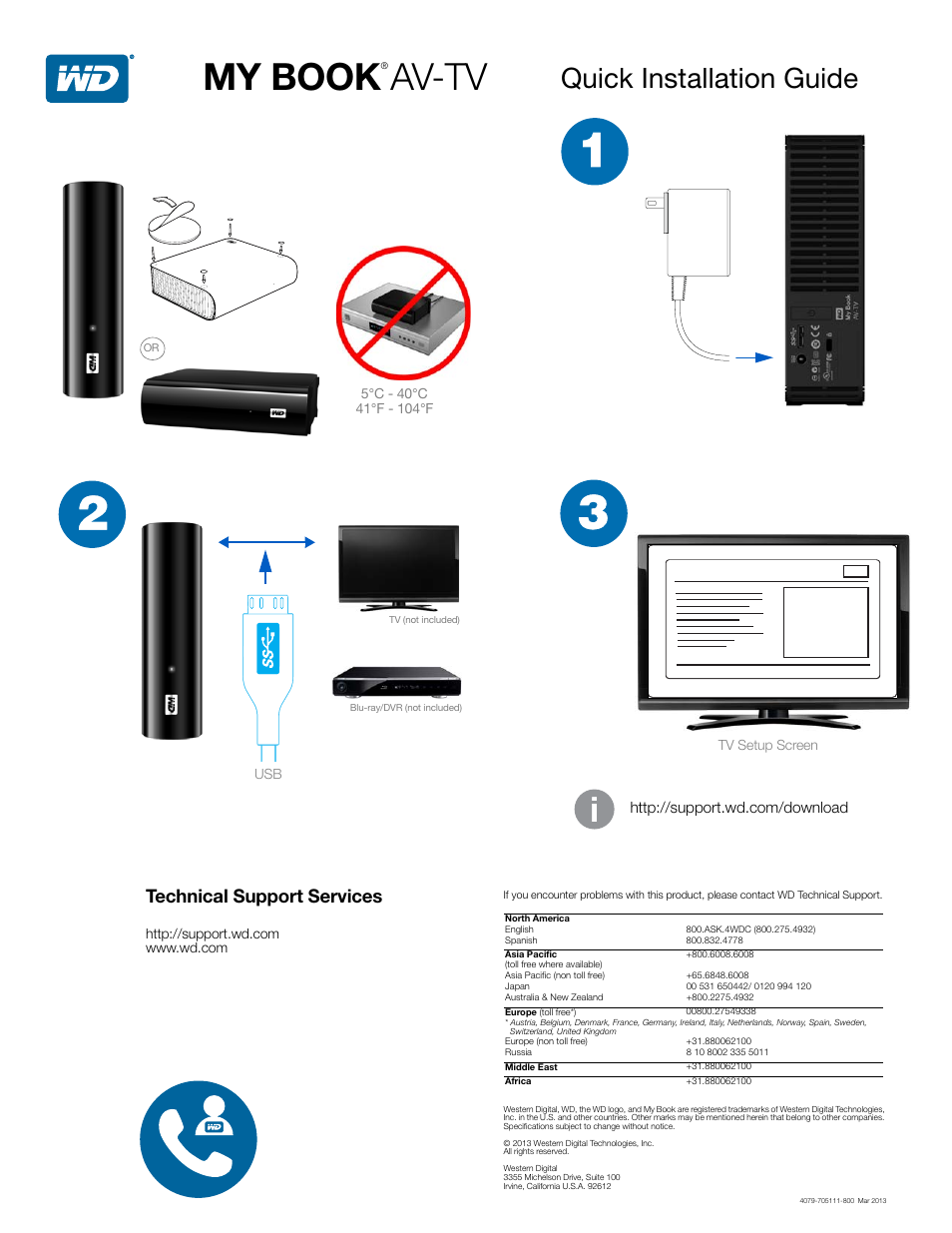 Western Digital My Book AV-TV Quick Install Guide User Manual | 1 page