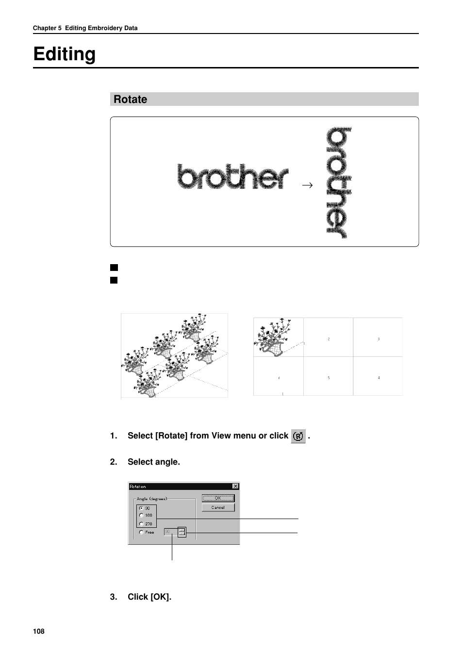 Editing, Rotate | Brother BES-962BC User Manual | Page 110 / 270