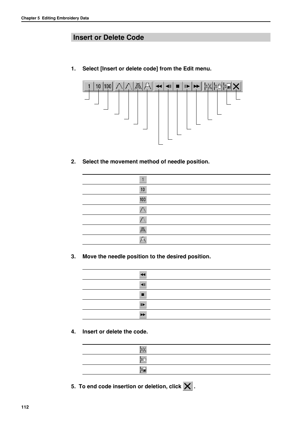 Insert or delete code | Brother BES-962BC User Manual | Page 114 / 270