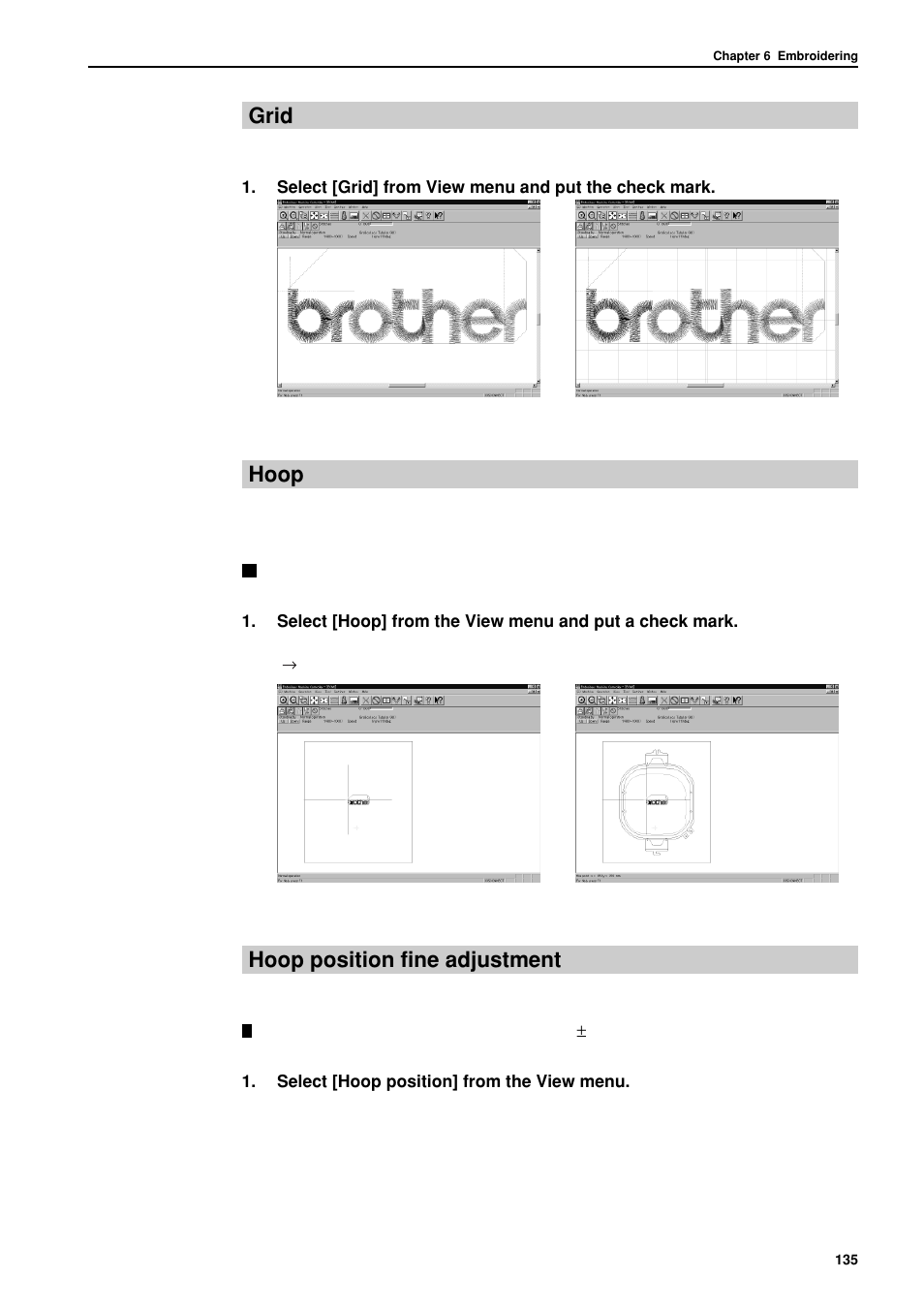 Grid, Hoop, Hoop position fine adjustment | Brother BES-962BC User Manual | Page 137 / 270