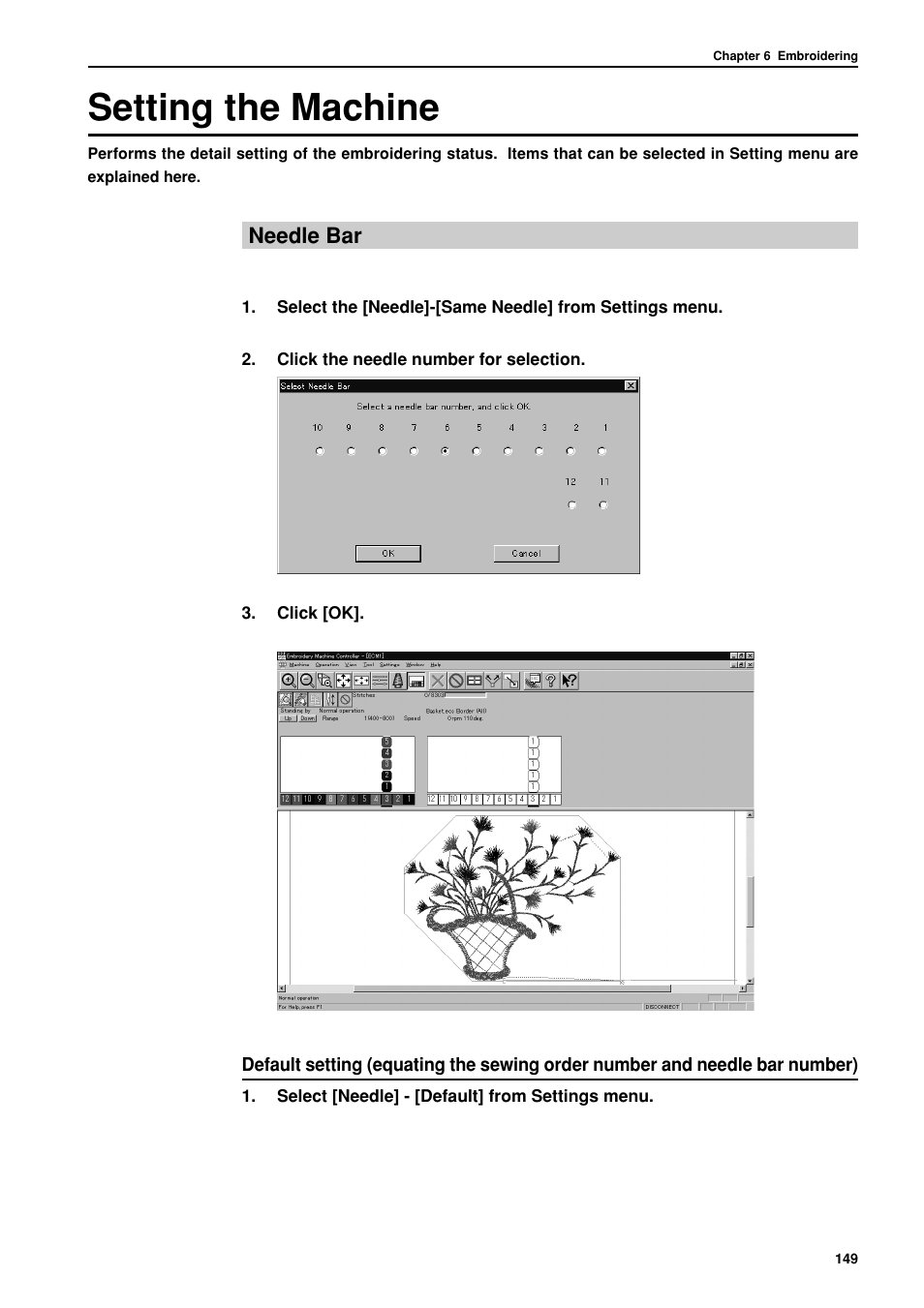 Setting the machine, Needle bar | Brother BES-962BC User Manual | Page 151 / 270