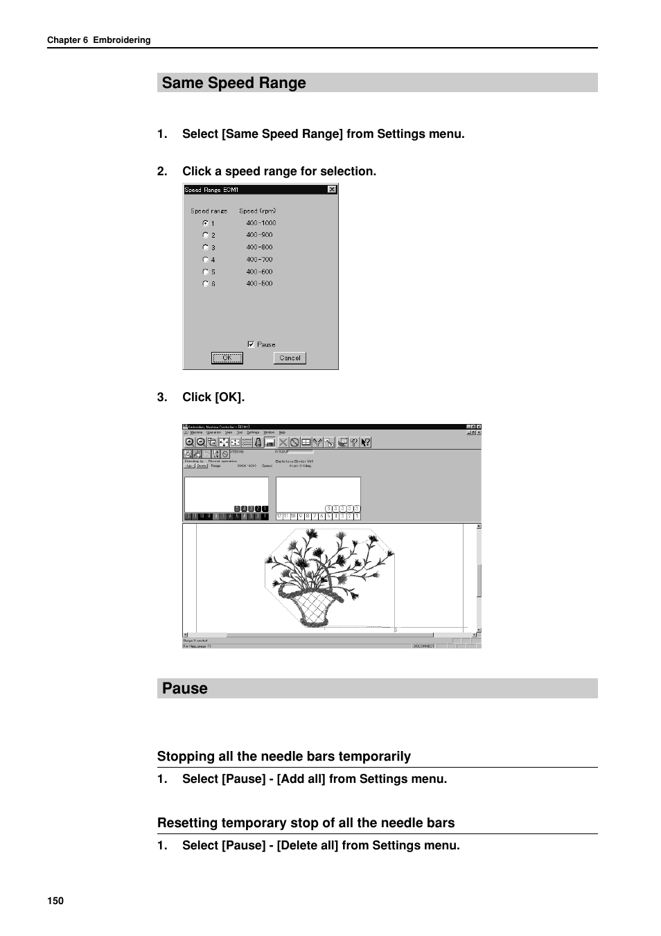 Same speed range, Pause | Brother BES-962BC User Manual | Page 152 / 270