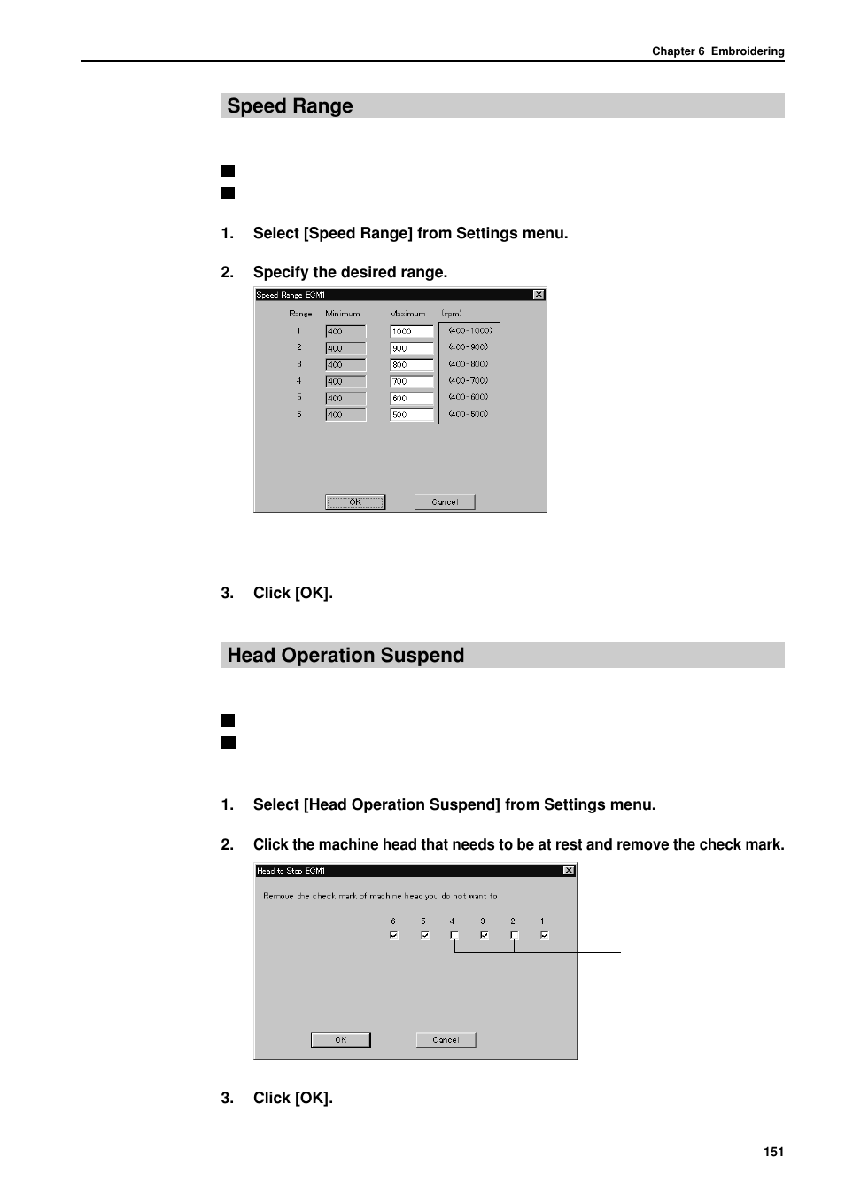 Speed range, Head operation suspend | Brother BES-962BC User Manual | Page 153 / 270