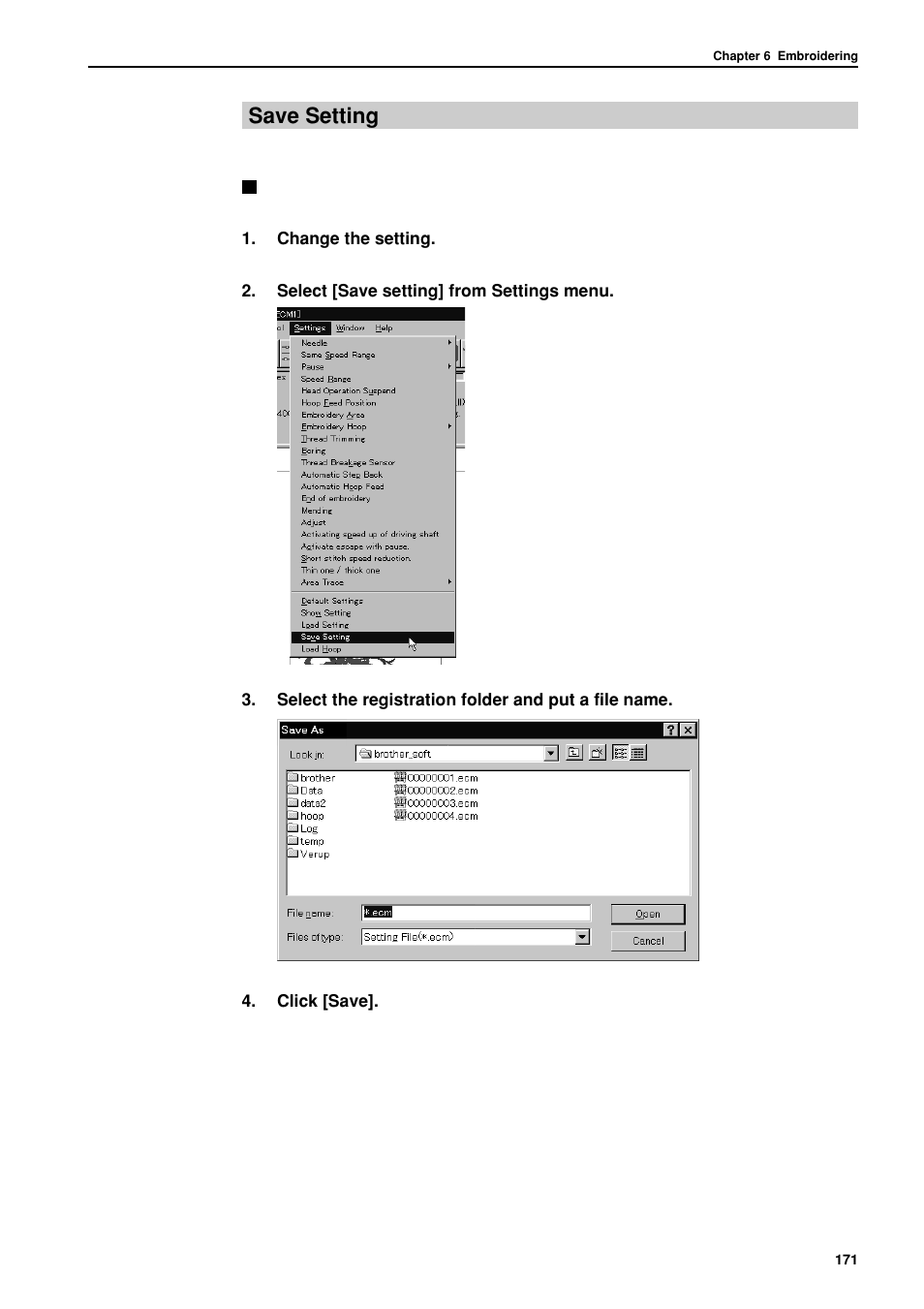 Save setting | Brother BES-962BC User Manual | Page 173 / 270